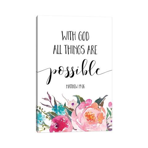 iCanvas "With God All Things Are Possible, Matthew 1926" by Eden Printables Canvas Print