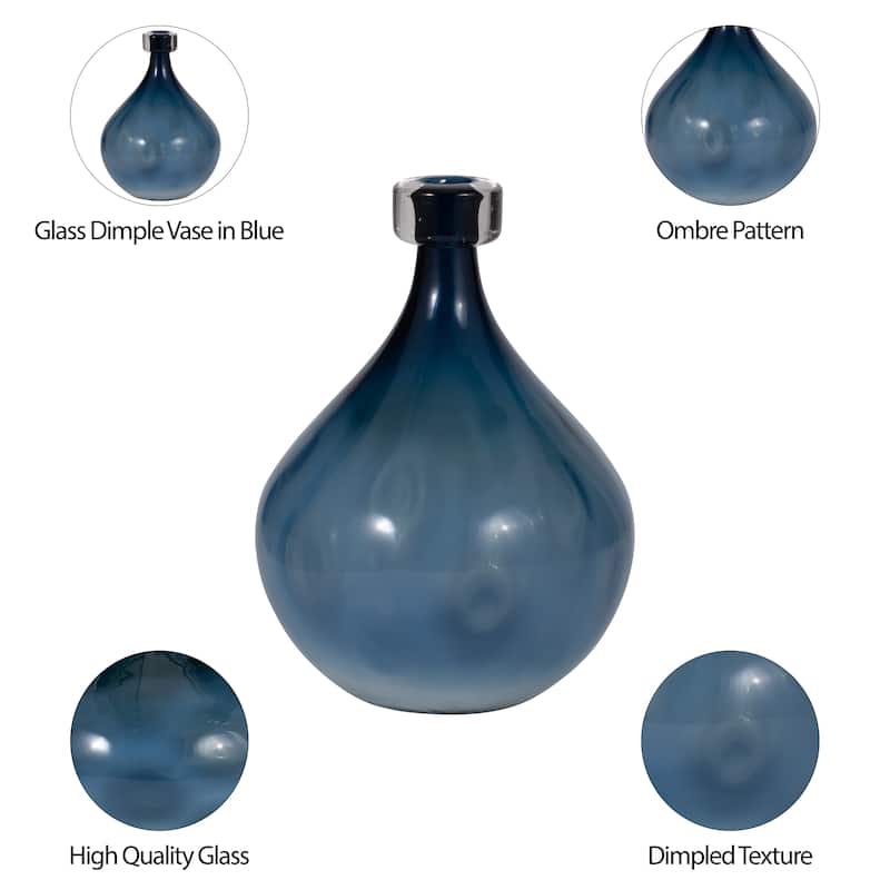 Sagebrook Home Coastal Glass Blue Modern Vase