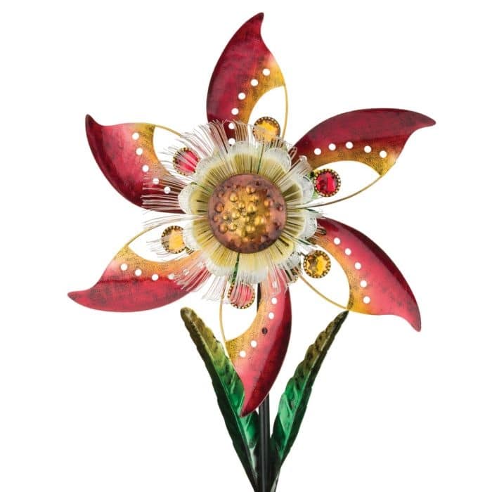 Blossom Solar Spinner Stake - Orange