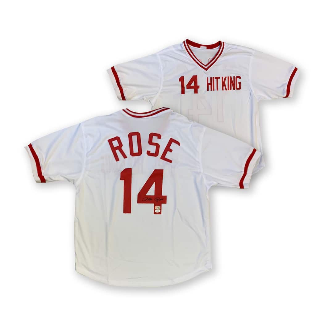 Pete Rose Autographed Cincinnati Signed Custom Baseball Jersey HIT KING JSA COA - 8'6" x 11'6"