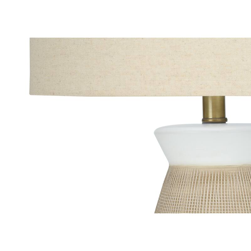 Ceramic Table Lamp 27 Inch Height with Linen Shade 3 Way Switch