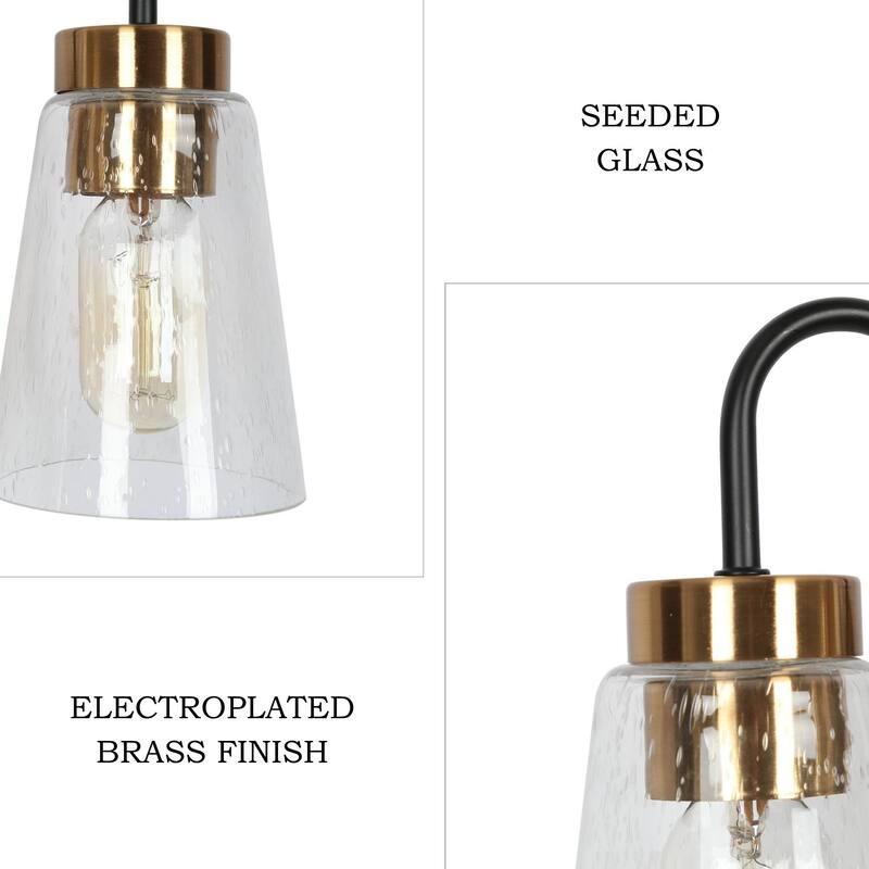 Modern Farmhouse 4-Light Black Gold Bathroom Vanity Lights Dimmable Seeded Glass Wall Lighting - 28.5" L x 7" W x 9.5" H