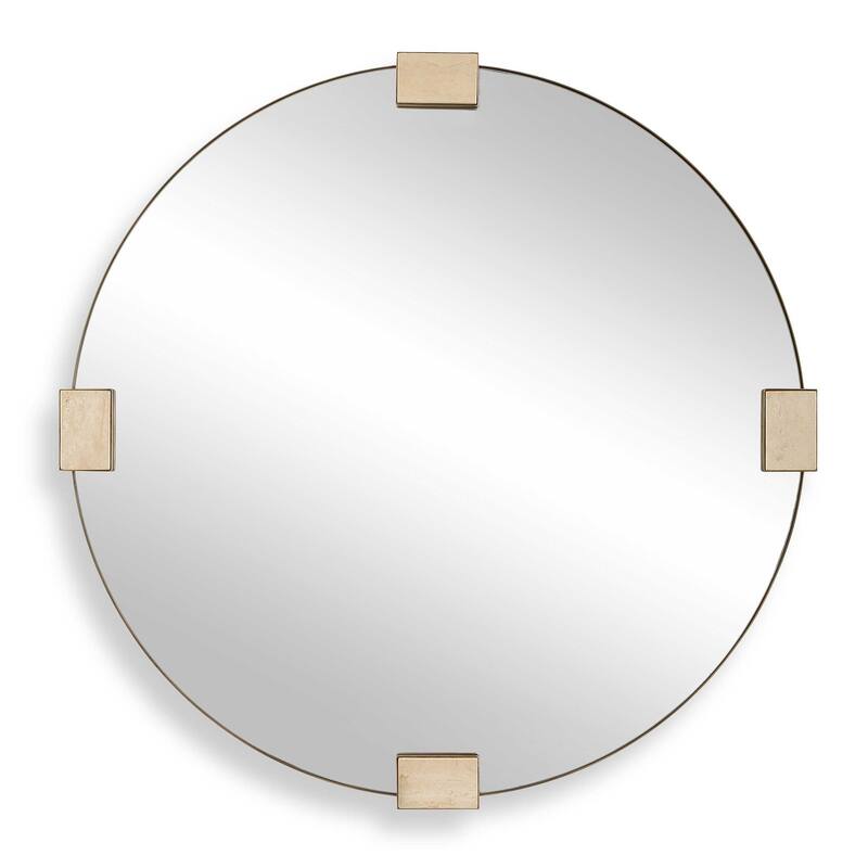 Uttermost Russo Travertine Mirror - 36.38" W x 36.38" H x  2.13" D