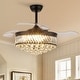 preview thumbnail 20 of 19, Kviflon 48" Crystal Fandelier Ceiling Fan with Light and Retractable Blades LED Dimmable for Bedroom Living Room - 48 Inches