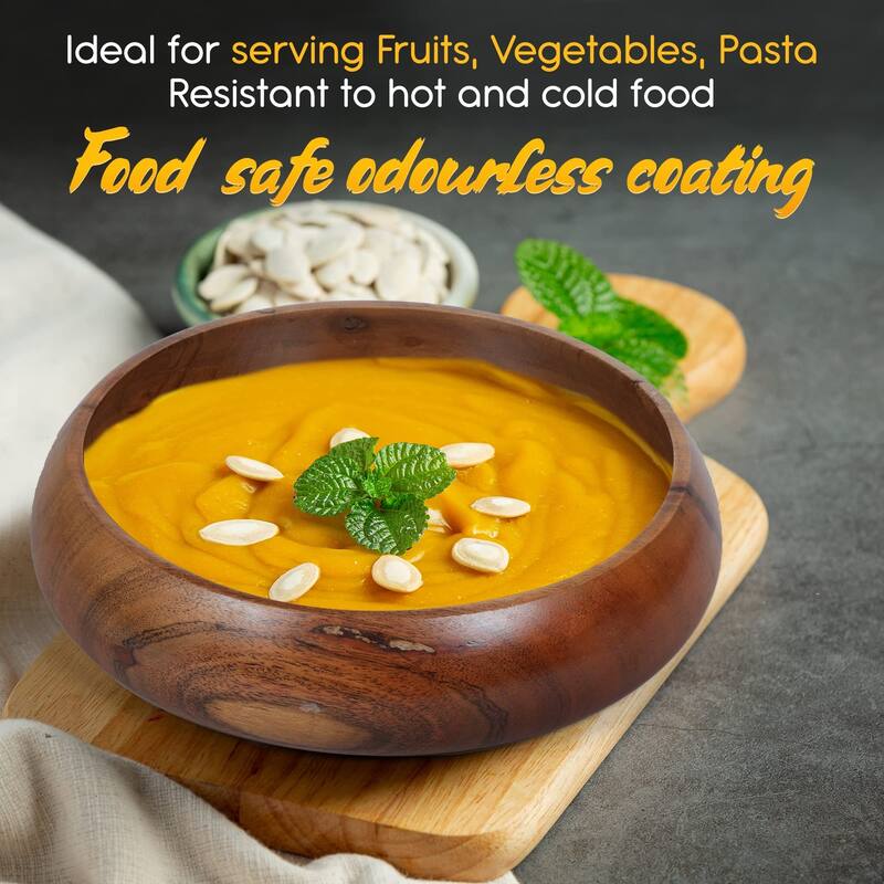 wooden bowls for food Set of 4 individual acacia wood bowls 8 x 2 inches (25 oz) Enjoy your salad, pasta, rice, acai