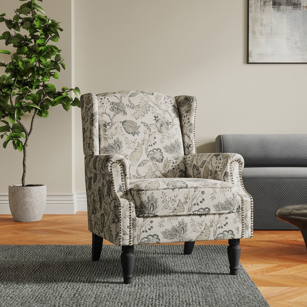 Patterned Upholstered Accent Chair for Living Room