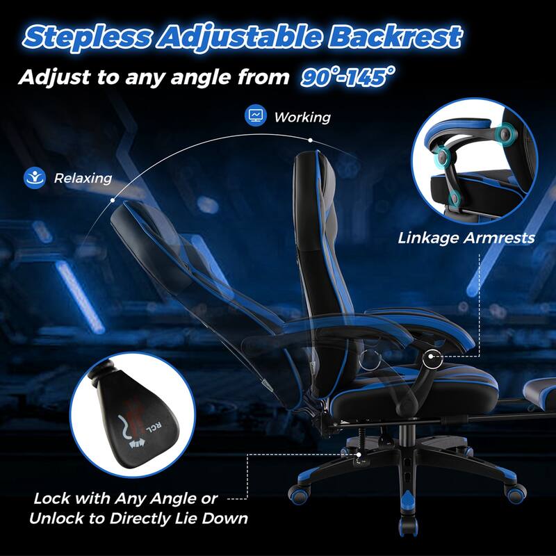 Costway Adjustable E-Sports Racing Style Chair with Padded Headrest, - See Details