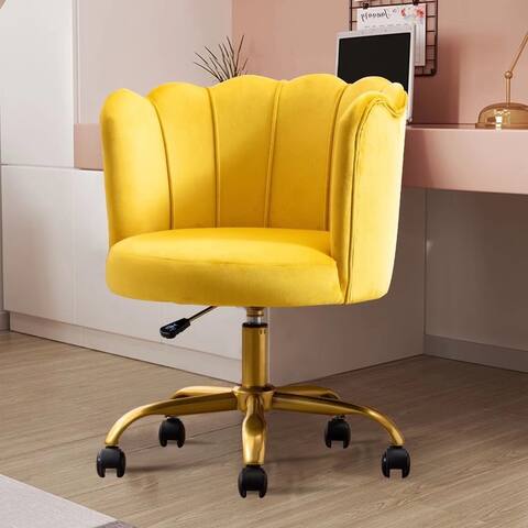 Cute Velvet Upholstered Swivel Adjustable Height Shell Leisure Chair