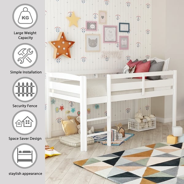 slide 2 of 21, Twin Loft Bed with Stairs & Safety Rails - Solid Wood