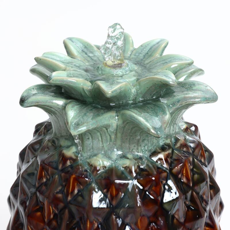 Pineapple Ceramic Indoor/Outdoor 17.1-In Tall Tabletop Fountain