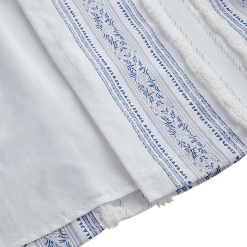 Poly Printed Curtain Panel with Tufted Stripe