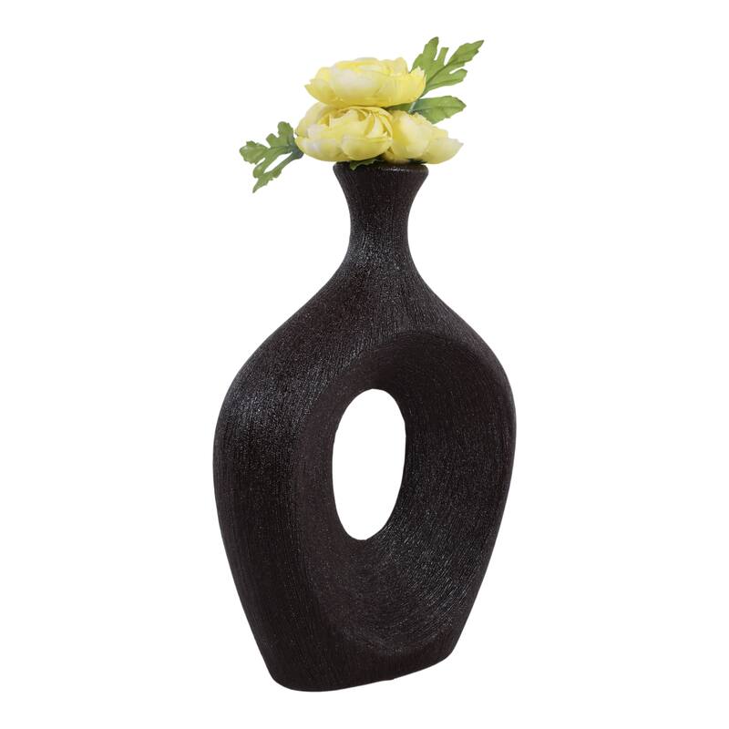 Modern Oval Ceramic Table Vase Cut-Out Design