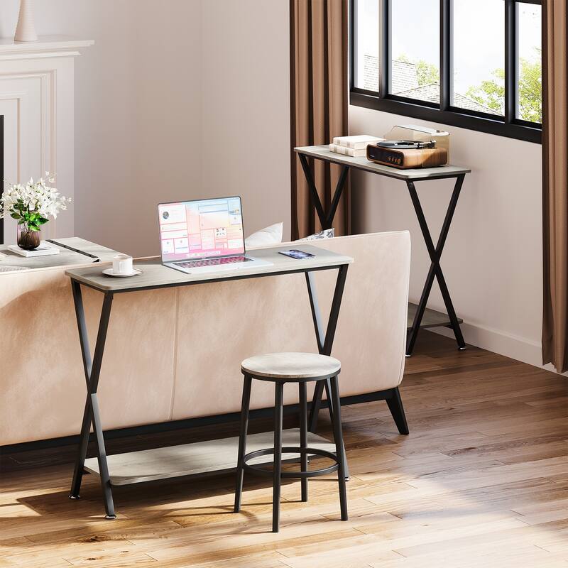 Sofa Tables Narrow Entryway Table with Storage Shelf and Metal Frame