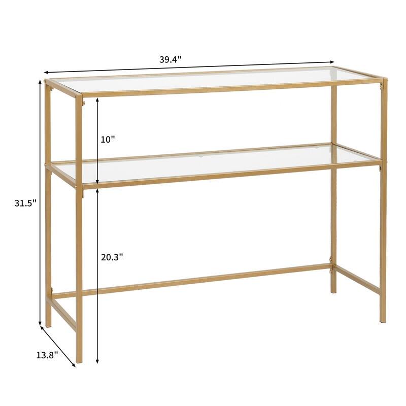 Modern Gold Frame 39.4" Entryway Console Table Glass Top