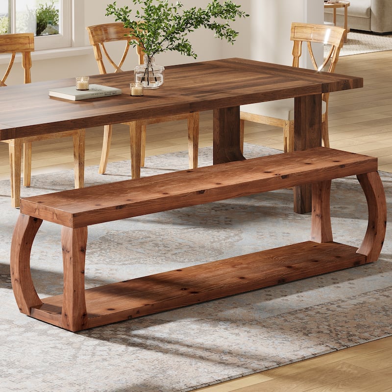 59.06" Solid Wood Dining Bench for Dining Room, Kitchen - Brown