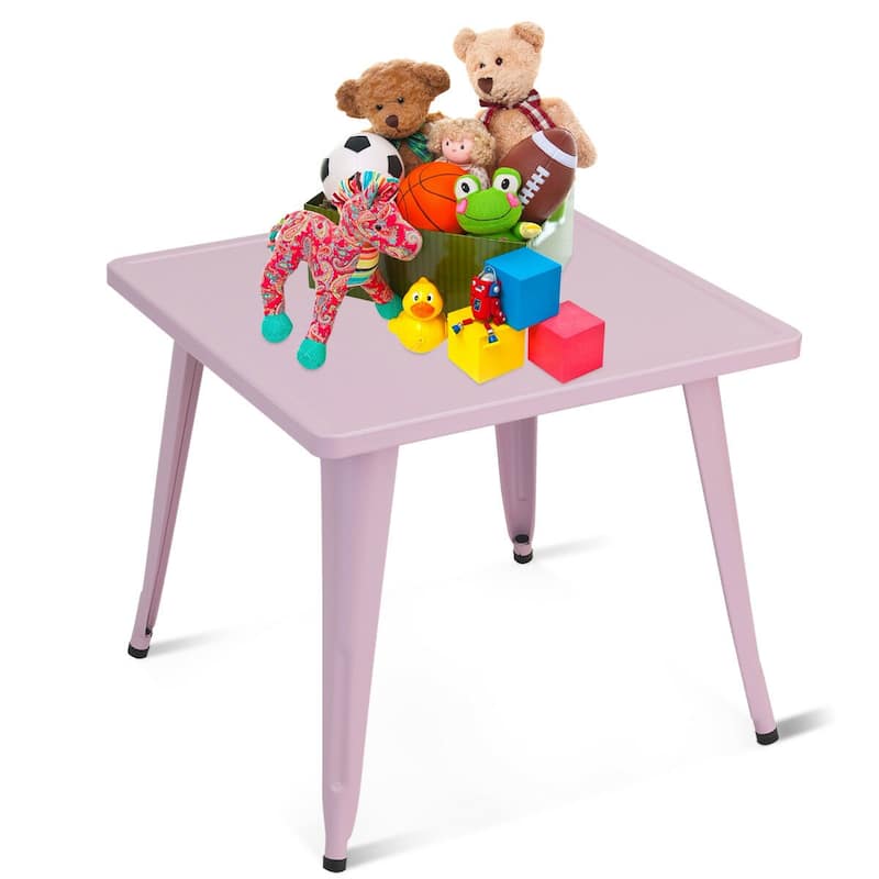 Costway Kids Steel 27'' Square Table Children Play Learn Activity