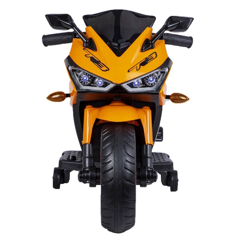 Electric 12V Kids Motorcycle with Realistic Throttle and Brake, Lighted Wheels, and Training Wheels, Ideal Holiday Gift