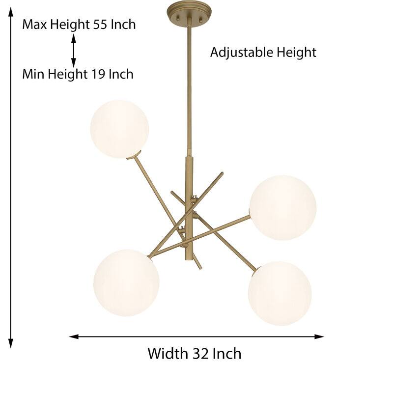 Caucy 4-Light Sputnik Modern Chandelier-UL - 32 inches