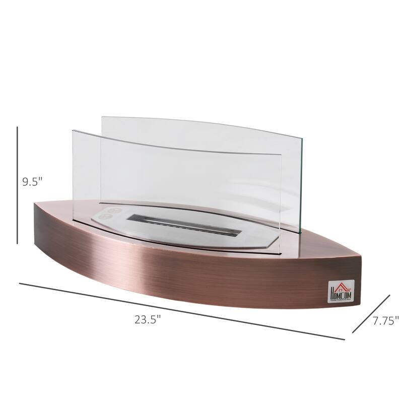 HOMCOM Tabletop Fire Pit Bowl Centerpiece Table Decoration with Glass Walls - N/A
