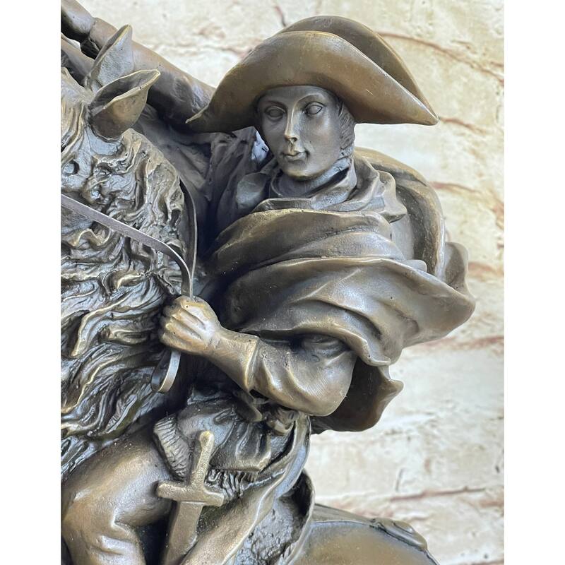 Napoleon Bonaparte Crossing The Alps Bronze Statue Sculpture Replica 20 Inches X 16.5 Inches