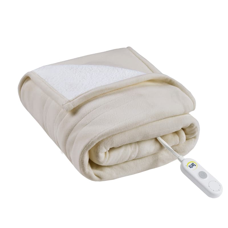 Fleece to Sherpa Heated Throw by Serta
