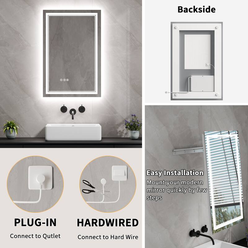 Modland Small Size LED Bathroom Mirror Back & Front Lighted Anti-Fog