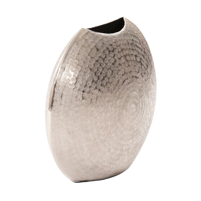 Allan Andrews Frosted Silver Metal Vase - Small - 10.25"H x 10.75"W