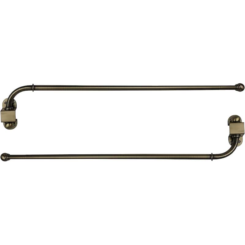 Adjustable Swing Arm Metal Window Curtain Rods (Set of 2) - 24"-38" - Antique Brass