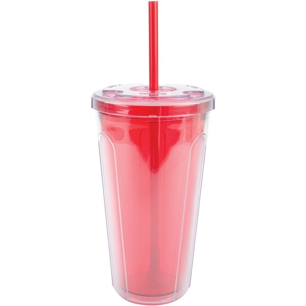 Copco Red Double-Wall Cold Tumbler with Straw, 24-Ounce