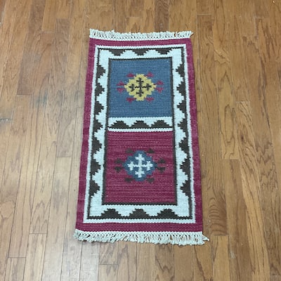 HERAT ORIENTAL Handmade Wool Kilim - 1'8" x 3'3"