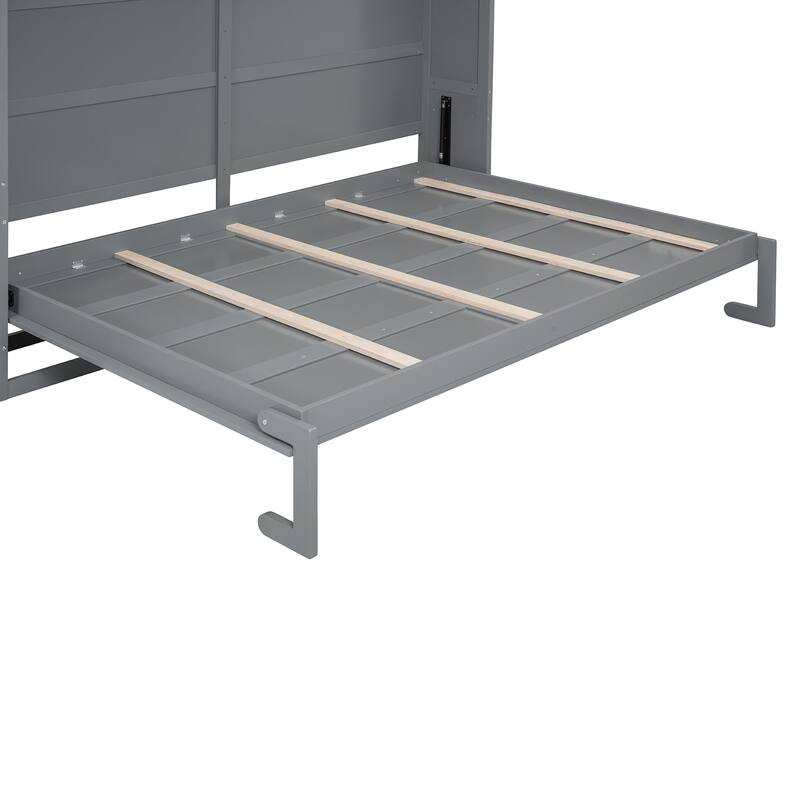 GDFStudio - Lincoln Queen Size Murphy Wall Bed with Cabinets, Storage, and Space-Saving Design