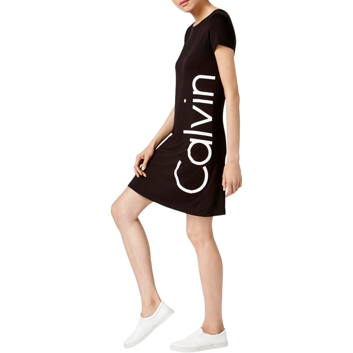 Shop Calvin Klein Womens T Shirt Dress Logo Short Sleeves Overstock 22021958