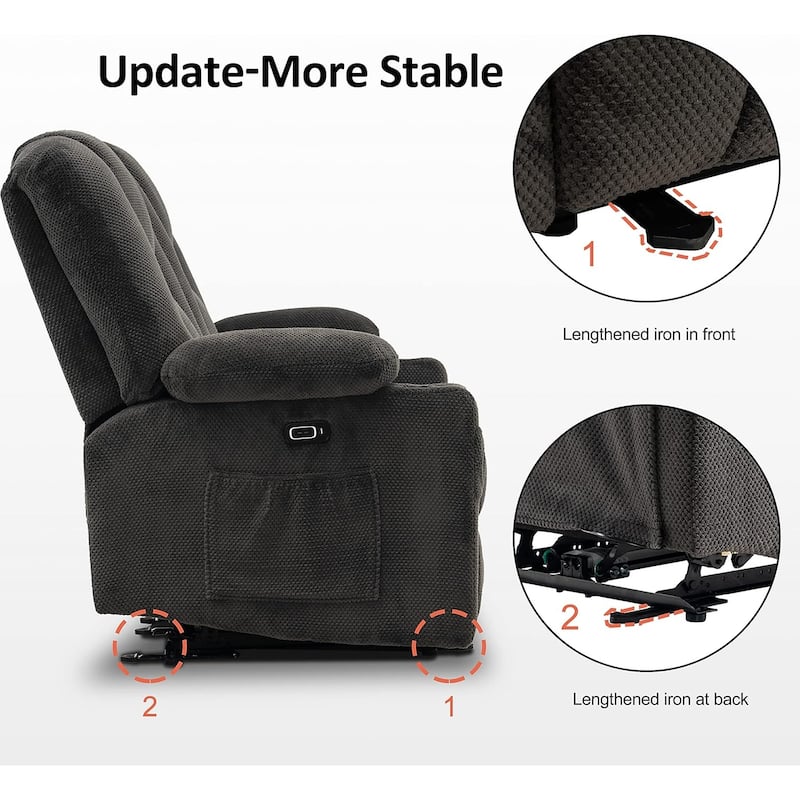MCombo Electric Power Reclining Sofa with Massage and Lumbar Heat, Fabric 6015/6025/6035/6045