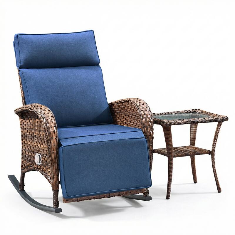Pocassy Versatile Outdoor Recliner Rocker Chair with Thick Cushion