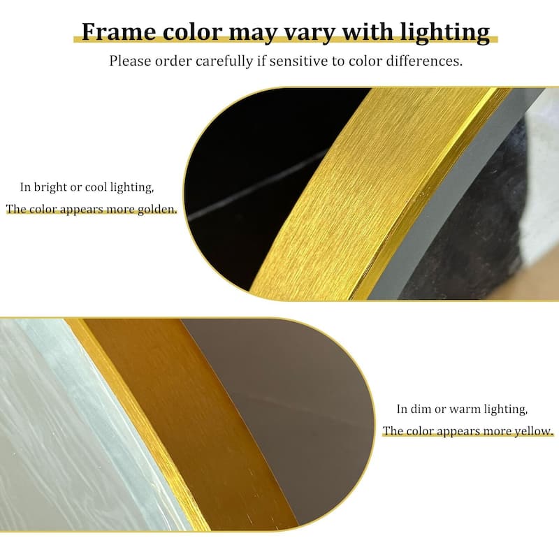 LED Bathroom Mirror Aluminum Framed Anti-Fog Stepless Dimmable Memory