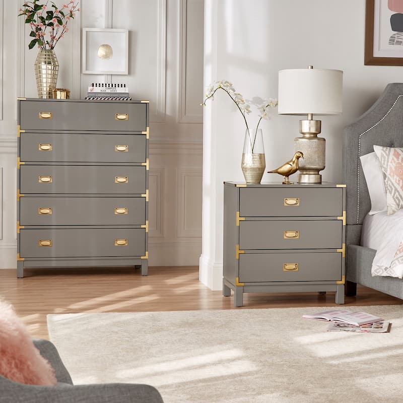 Kedric 5-Drawer Gold Accent Chest by iNSPIRE Q Bold