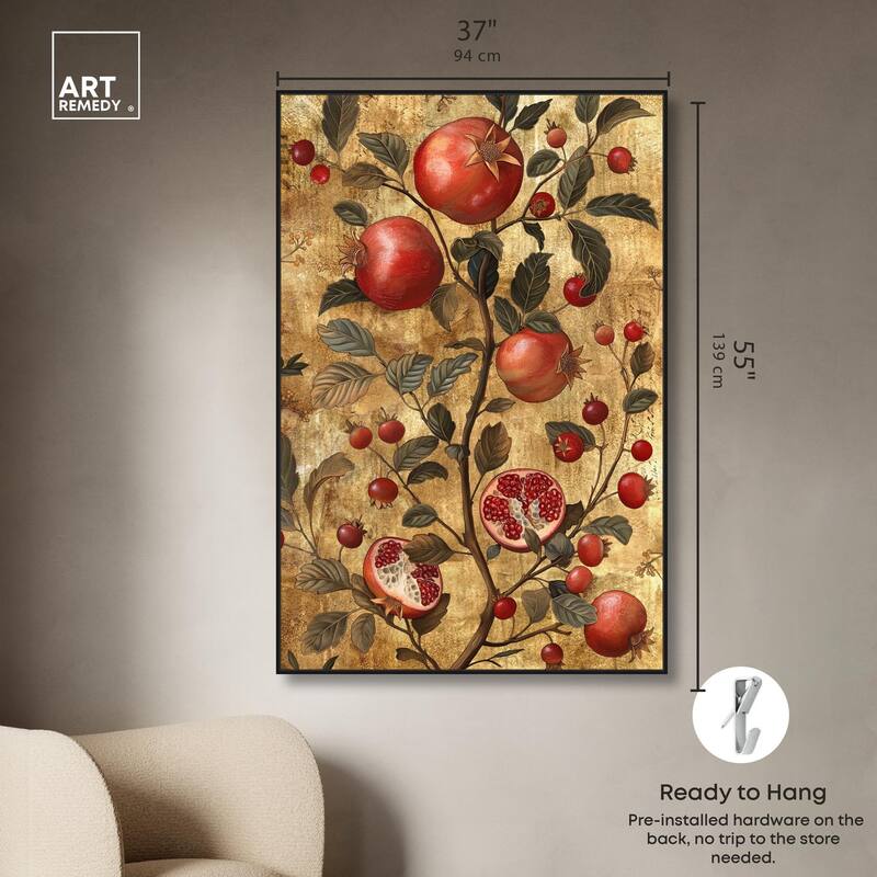 Golden Pomegranate Canvas by Art Remedy