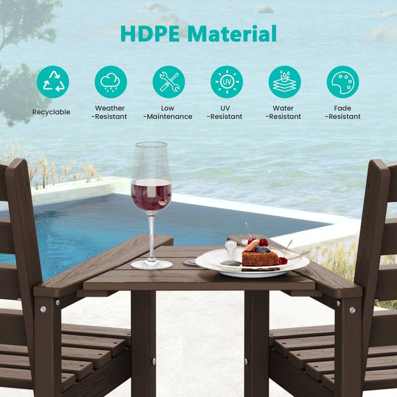 HDPE 2-Piece High Bar Stool Set with Umbrella-Compatible Connecting Panel
