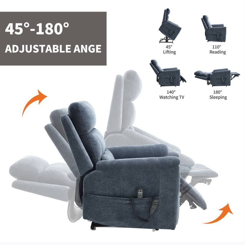 350 Lbs Leatherair Power Lift Recliner Chair,Heavy Duty Motion Mechanism With 8-Point Vibration Massage And Lumbar Heating