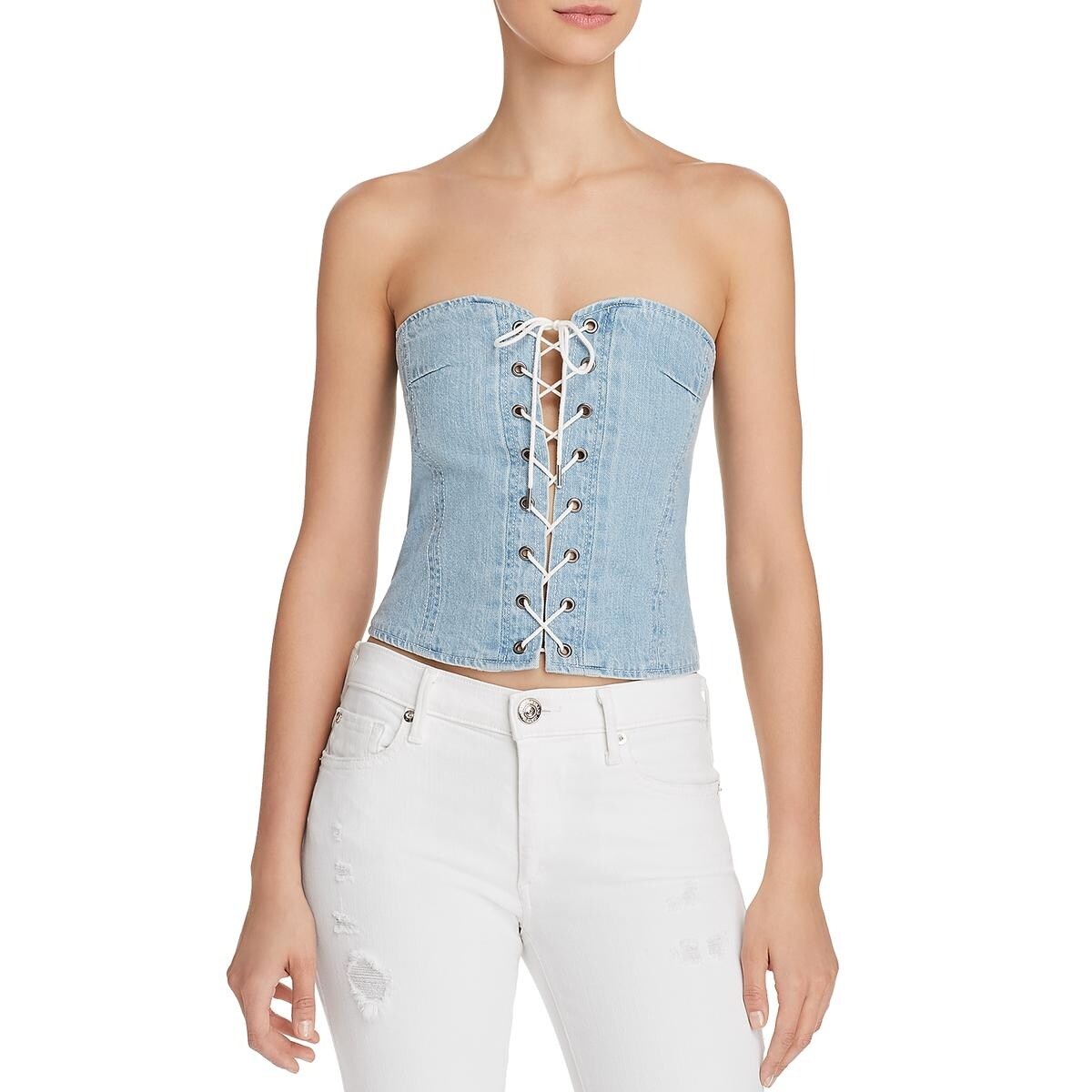 Shop Pistola Womens Corset Top Denim Strapless Overstock 28277582