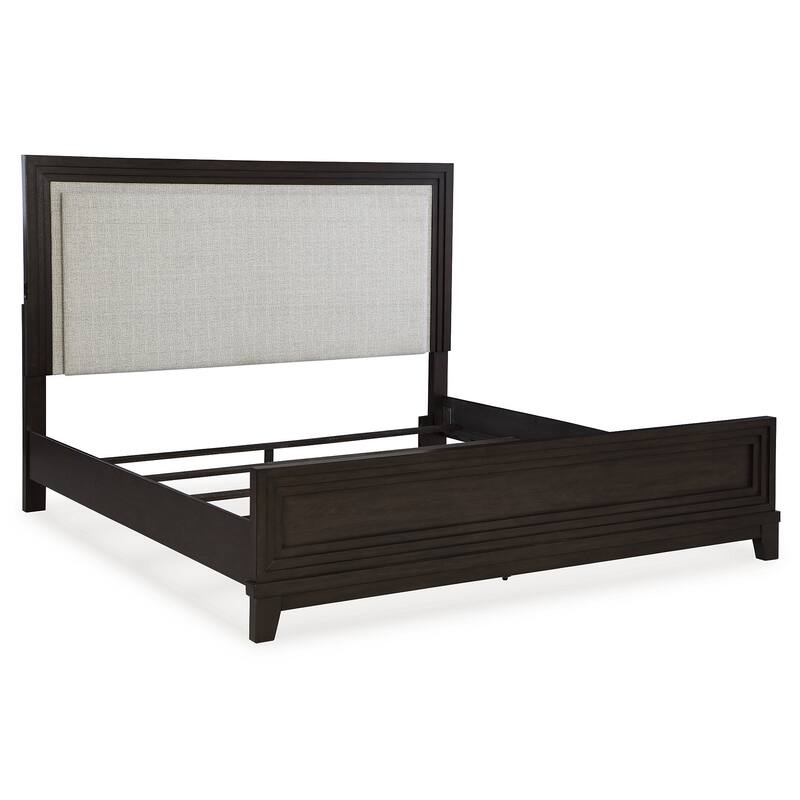 Signature Design by Ashley Neymorton Light Gray/Brown Upholstered Panel Headboard