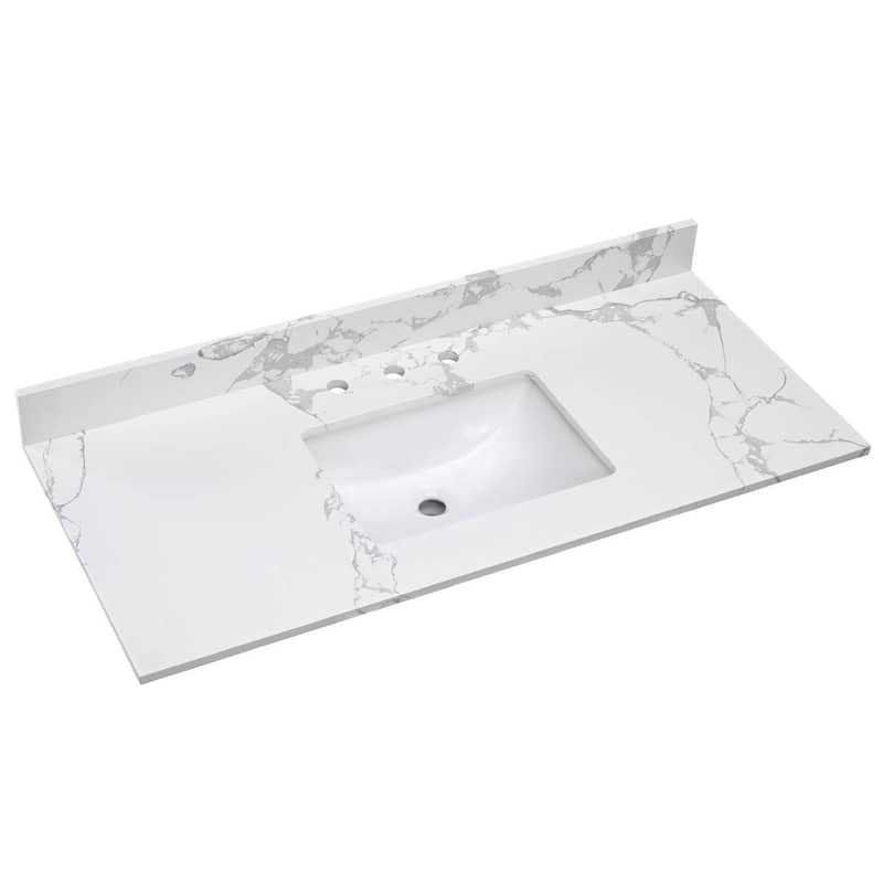 Glacifrost 49 inch Cultured Marble Bathroom Vanity Top with Sink - 49 in. top with sink