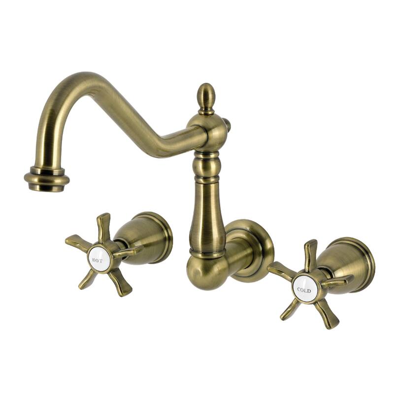 Kingston Brass Hamilton Two-Handle Wall Mount Roman Tub Faucet - Antique Brass