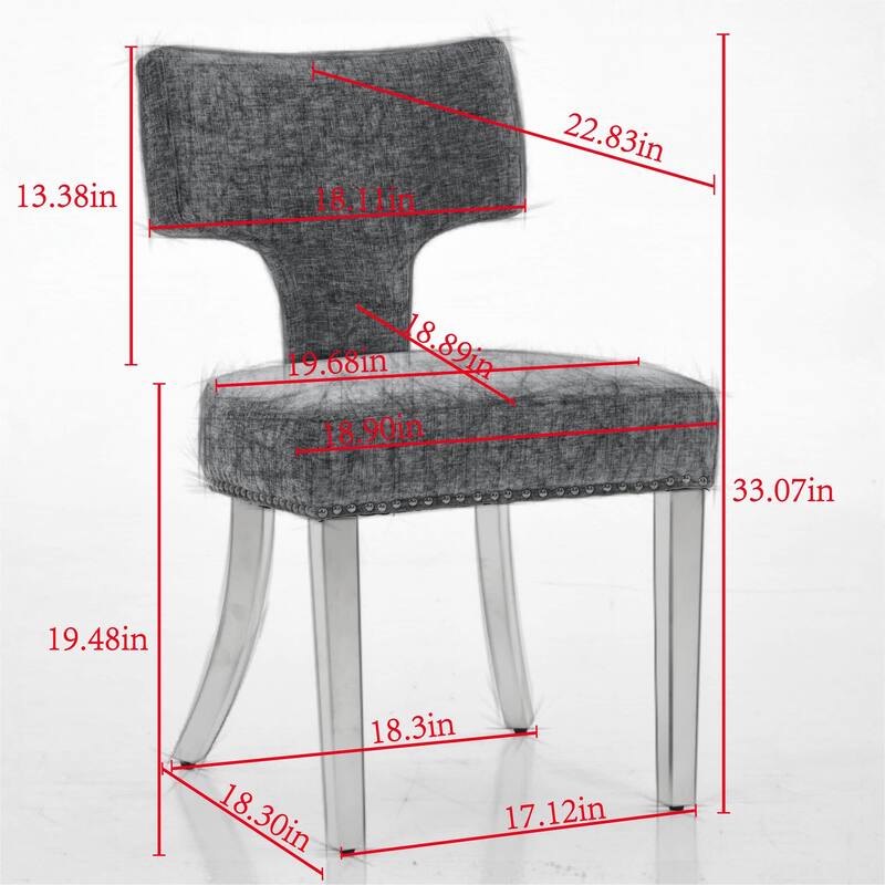 Set of 2 Chenille Upholstered Dining Chairs with Golden Steel Legs