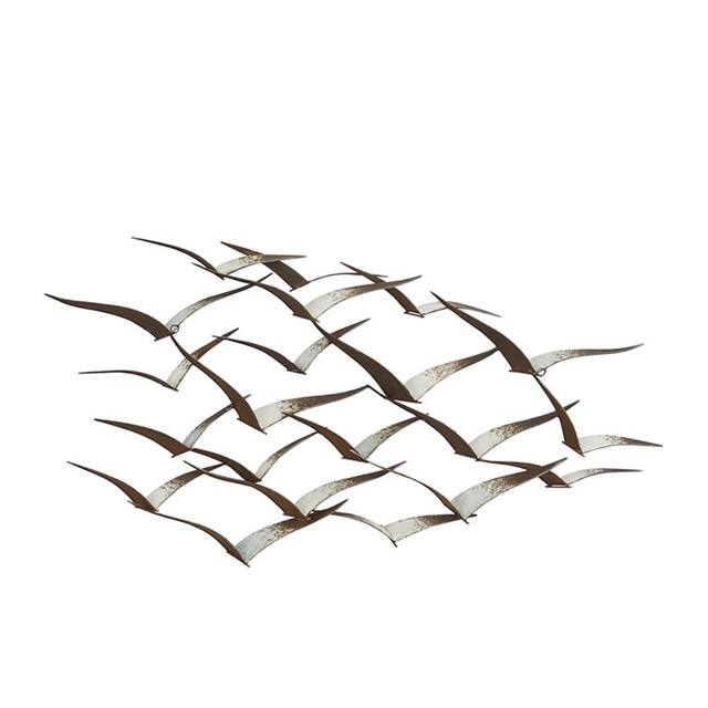 Handcrafted Flock of Metal Flying Birds Wall Art Overstock 8035158