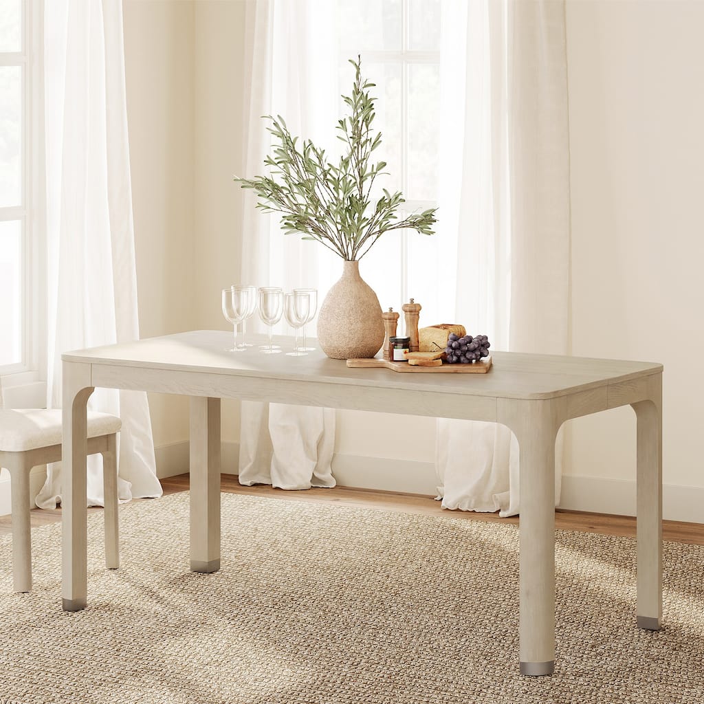 WAMPAT 66" Rectangular Dining Table With Solid Wood Legs