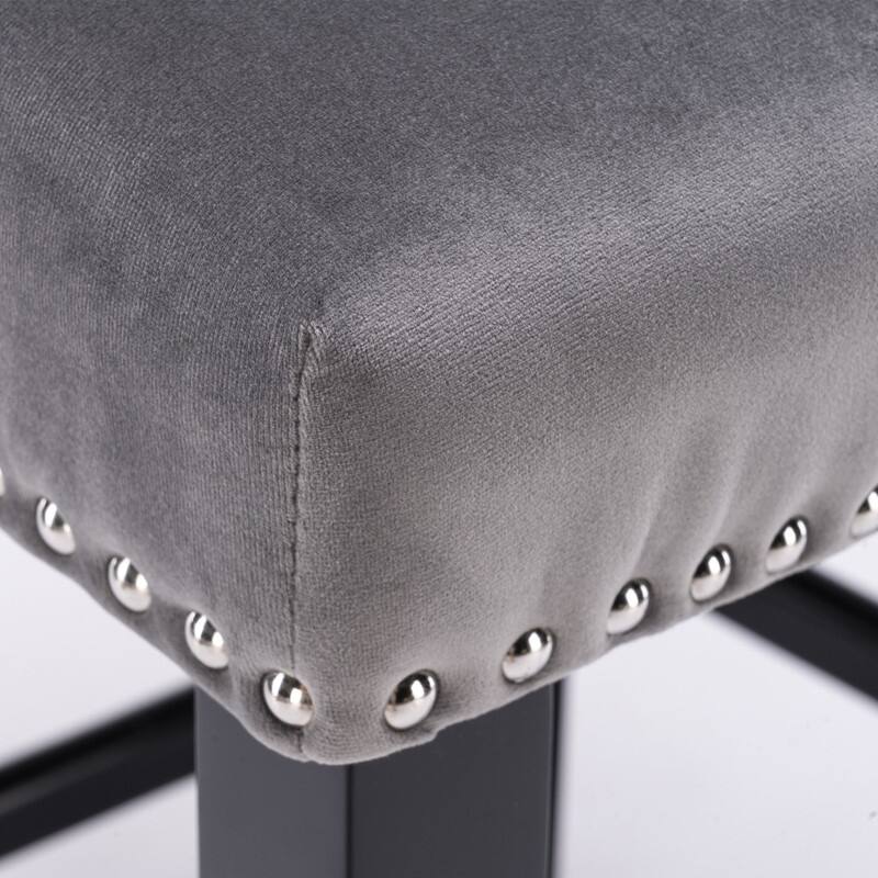 Contemporary Velvet Upholstered Bar Stools/Set of 2/Button Tufted,Grey - Set of 2