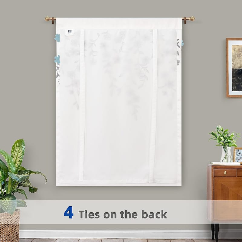 DriftAway Tie Up Curtains Floral Embroidered Balloon Isabella Roman Shades Rod Pocket