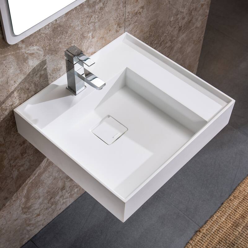 Stafford 24" Single Bathroom Sink - 18D x 24W x 5H - White