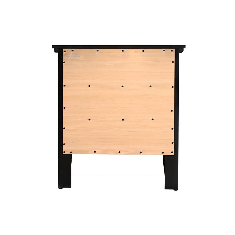 Modern Black Nightstand with Three Spacious Drawers